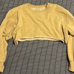 TNA Aritzia Cropped Crewneck Mustard Yellow